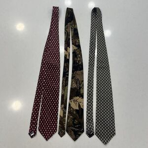 3 Silk Ties-Umberto Rossi, Raphael, Peachick-Mens Geometric & Nature Pattern
